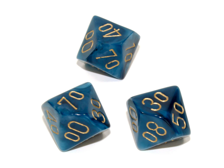 Phantom Polyhedral Teal/Gold Dice - Tens 10