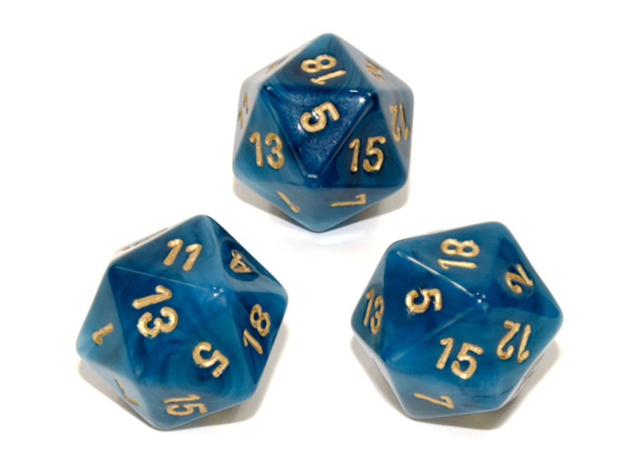 Phantom Polyhedral Teal/Gold Dice - D20