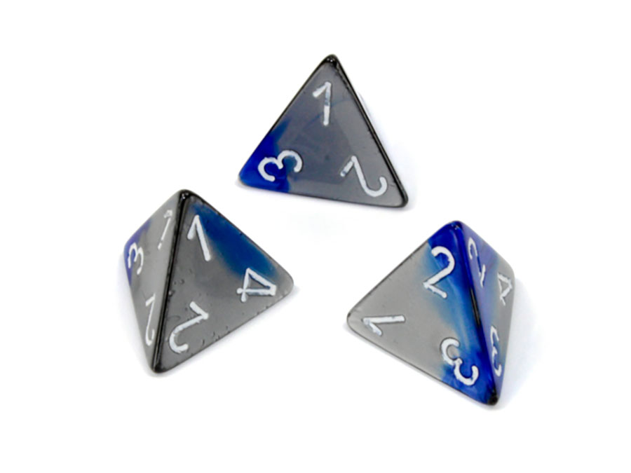 Gemini Polyhedral Blue-Steel/White Dice - D4