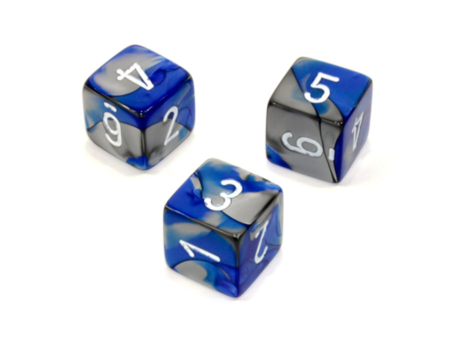 Gemini Polyhedral Blue-Steel/White Dice - D6