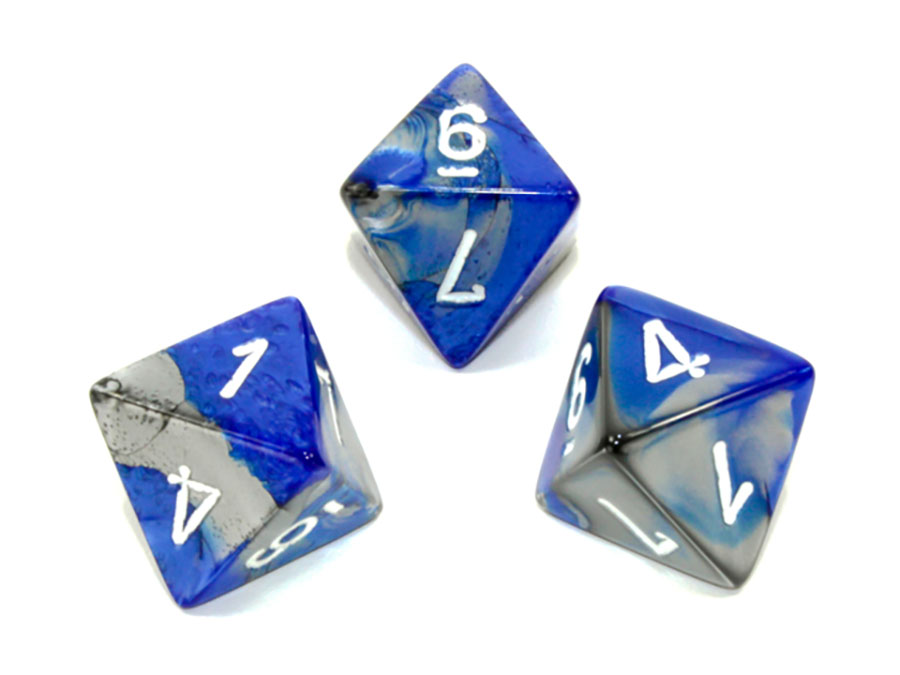 Gemini Polyhedral Blue-Steel/White Dice - D8