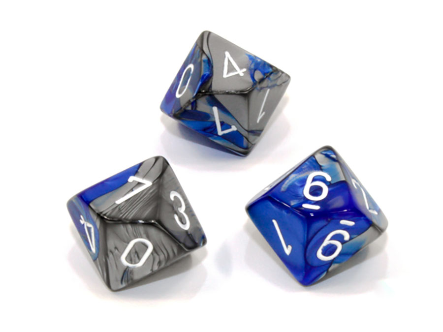 Gemini Polyhedral Blue-Steel/White Dice - D10