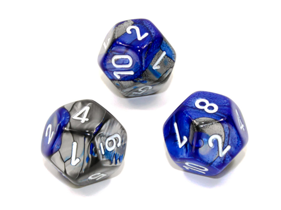 Gemini Polyhedral Blue-Steel/White Dice - D12