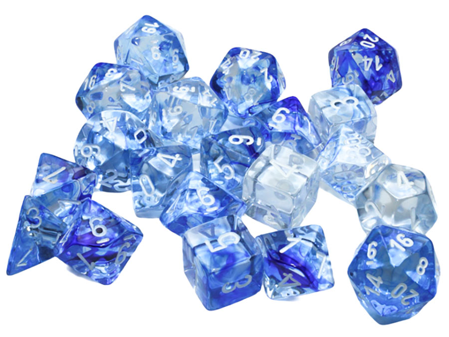 Nebula Bag Of 20 Polyhedral Dark Blue/White Dice Bag