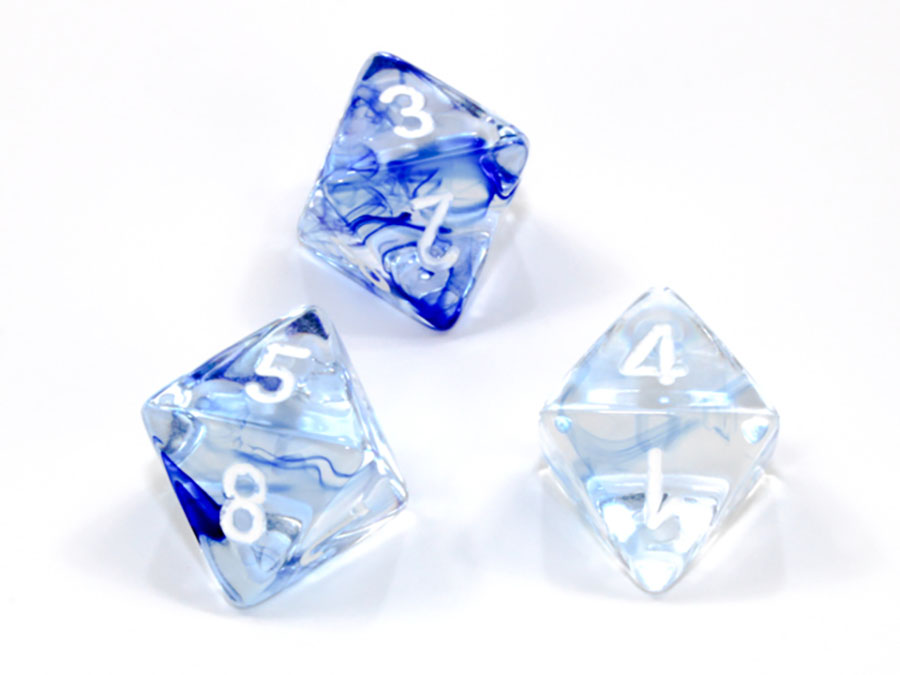 Nebula Polyhedral Dark Blue/White Dice - D8