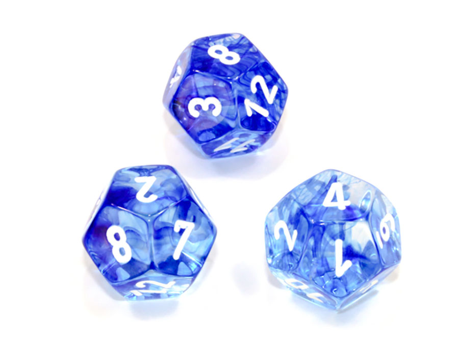 Nebula Polyhedral Dark Blue/White Dice - D12