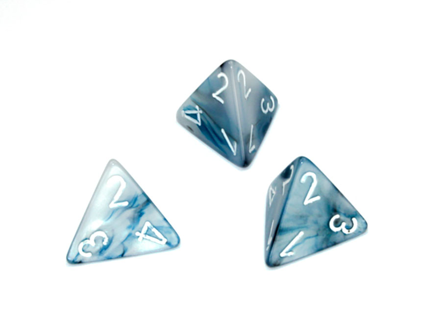 Lustrous Polyhedral Slate/White Dice - D4
