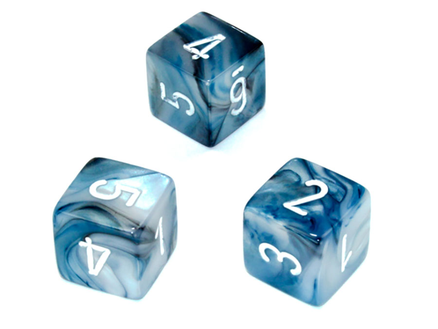 Lustrous Polyhedral Slate/White Dice - D6