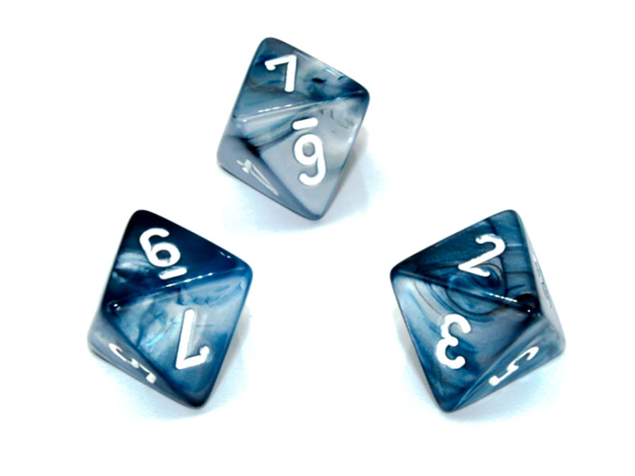 Lustrous Polyhedral Slate/White Dice - D8