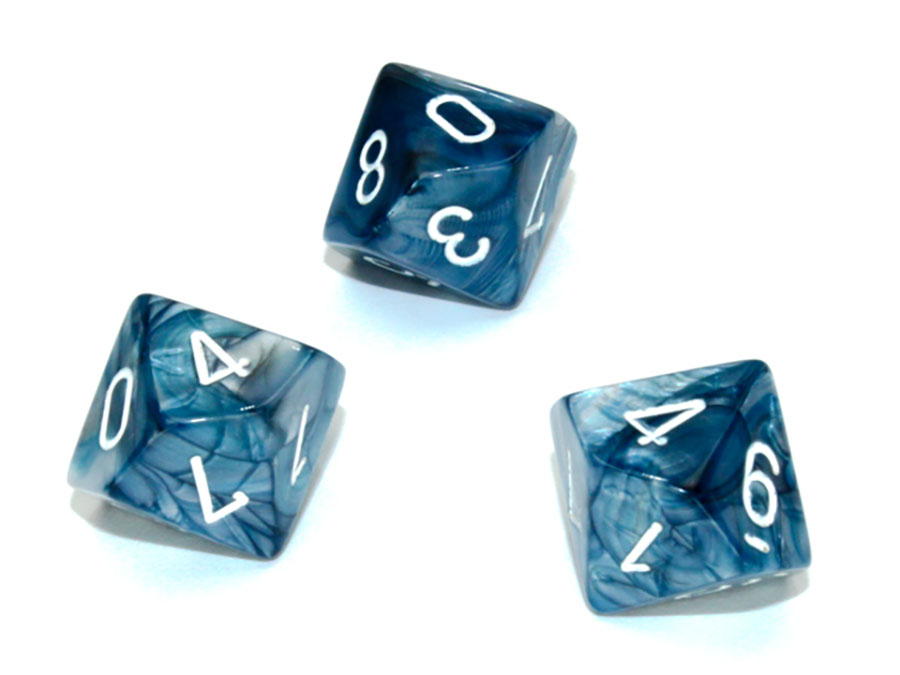 Lustrous Polyhedral Slate/White Dice - D10