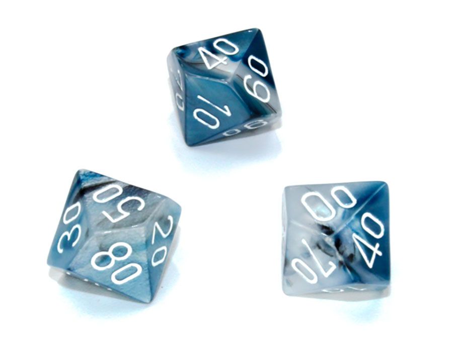 Lustrous Polyhedral Slate/White Dice - Tens 10