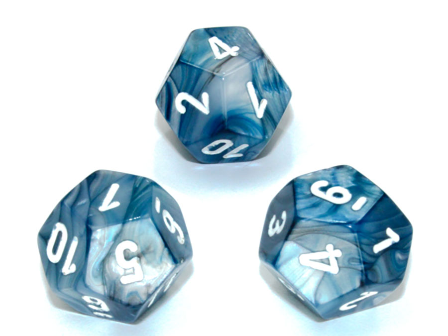 Lustrous Polyhedral Slate/White Dice - D12