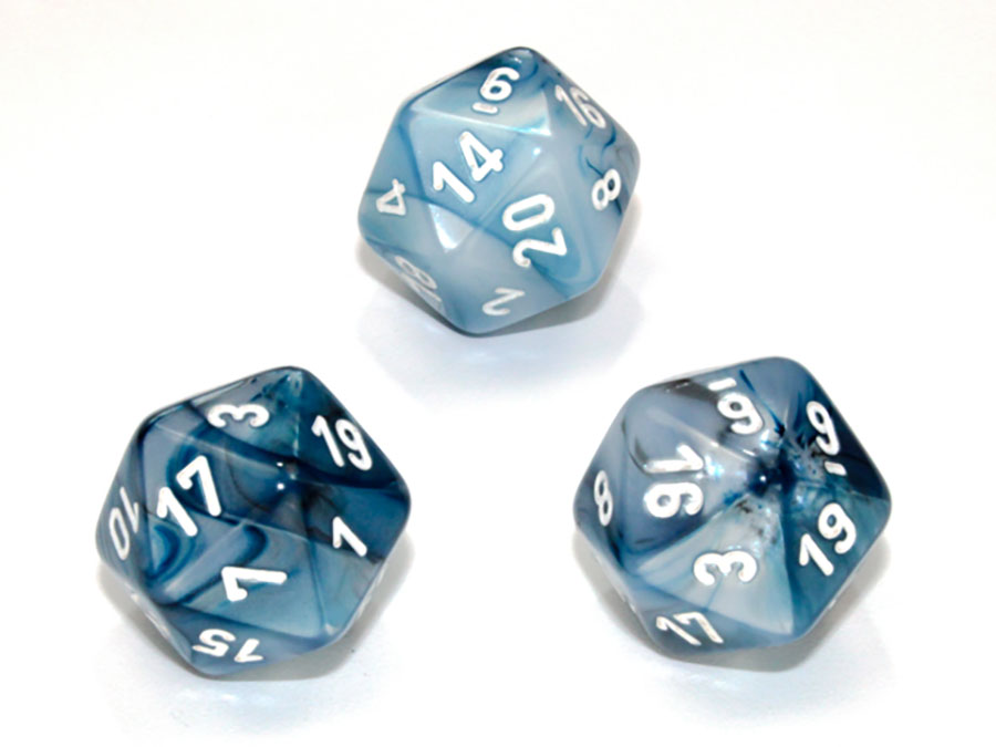 Lustrous Polyhedral Slate/White Dice - D20