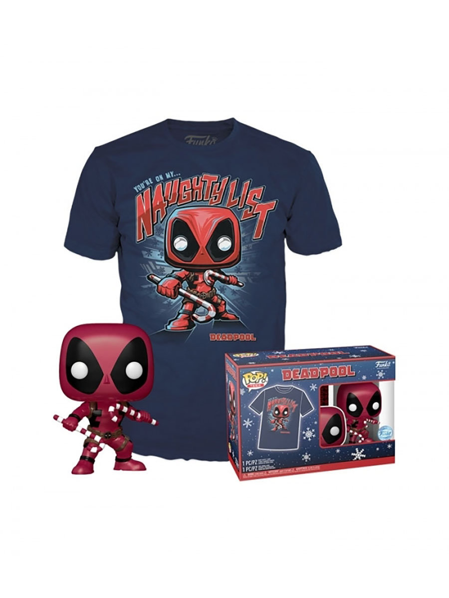 POP And Boxed Tee Marvel Deadpool Holiday T-Shirt Large