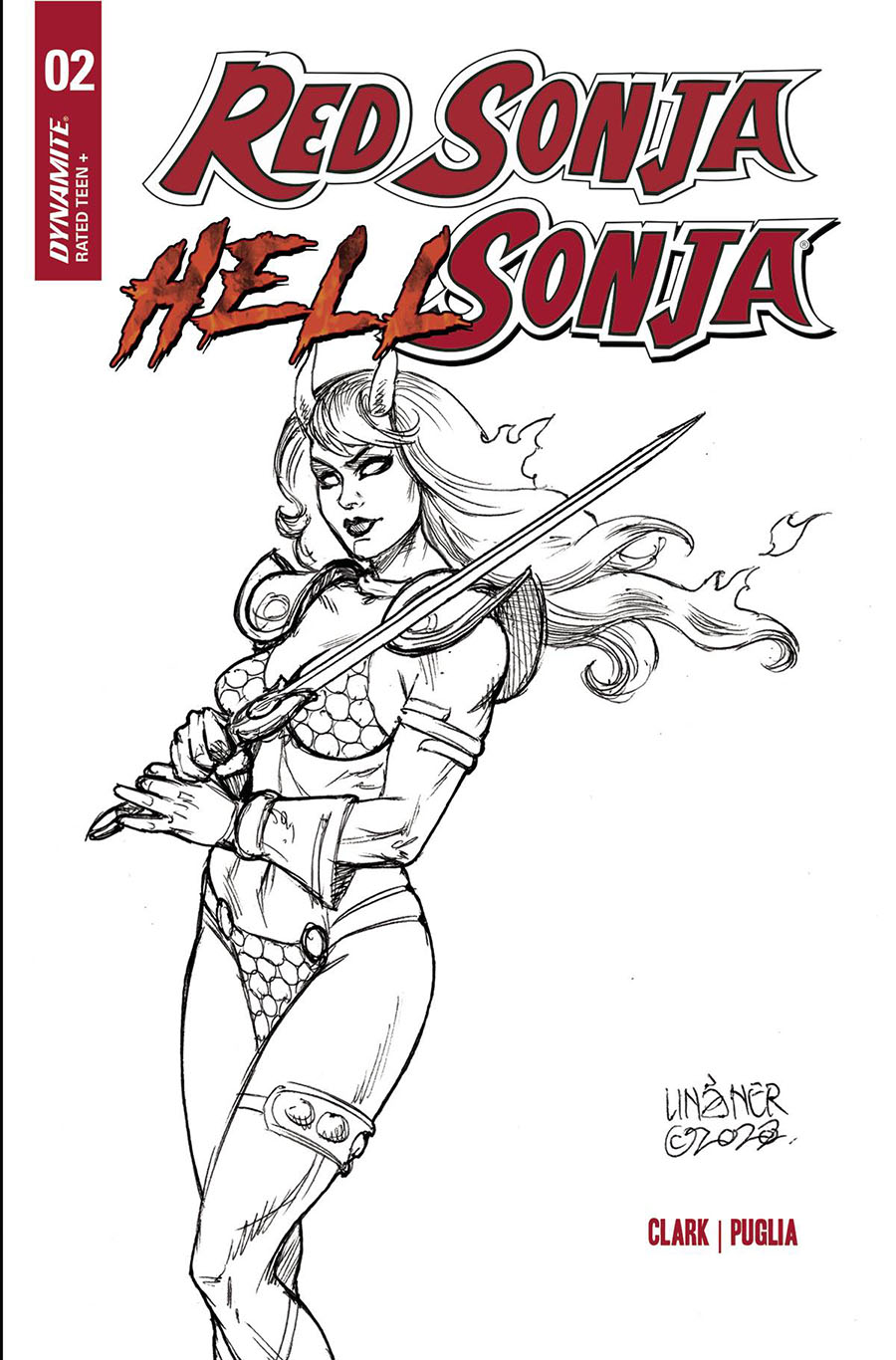 Red Sonja Hell Sonja #2 Cover N Incentive Joseph Michael Linsner Line Art Cover