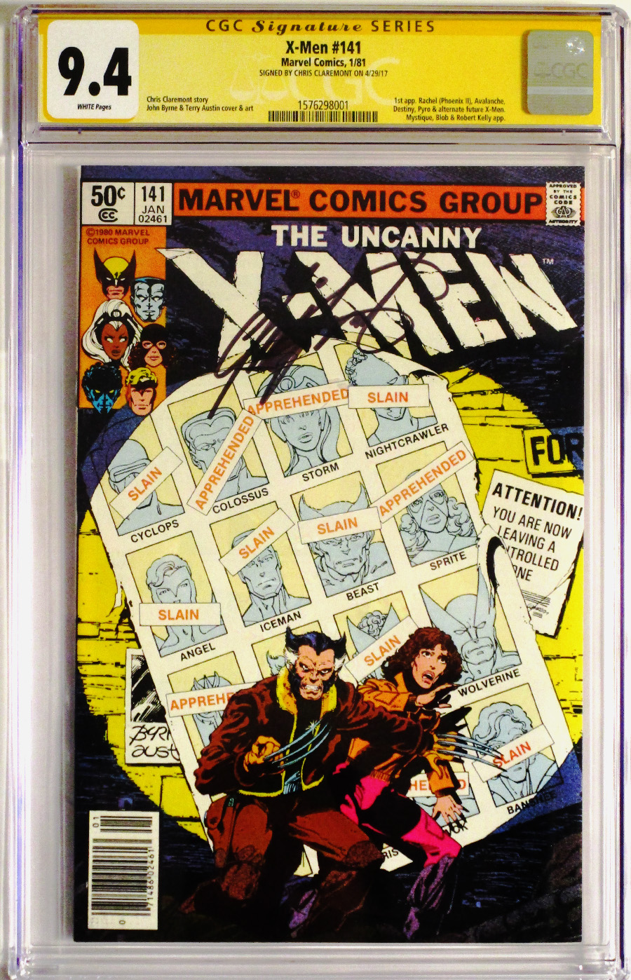 X-Men Vol 1 #141 Cover E CGC Signature Series 9.4 Signed by Chris Claremont