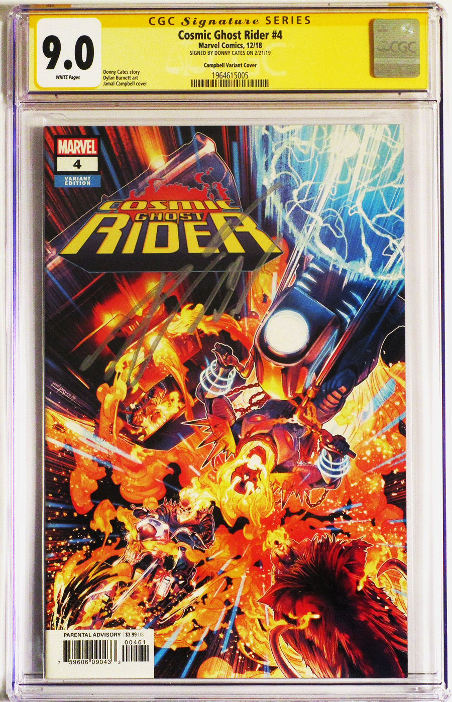 Cosmic Ghost Rider #4 Cover E Jamal Campbell Variant CGC Signature Series 9.0 Signed by Donny Cates