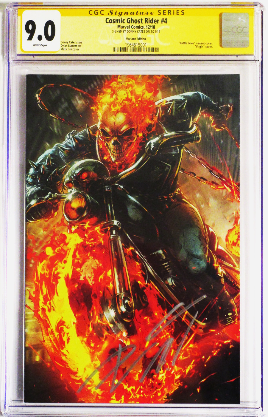 Cosmic Ghost Rider #4 Cover F Variant Maxx Lim Marvel Battle Lines Cover CGC Signature Series 9.0 Signed by Donny Cates