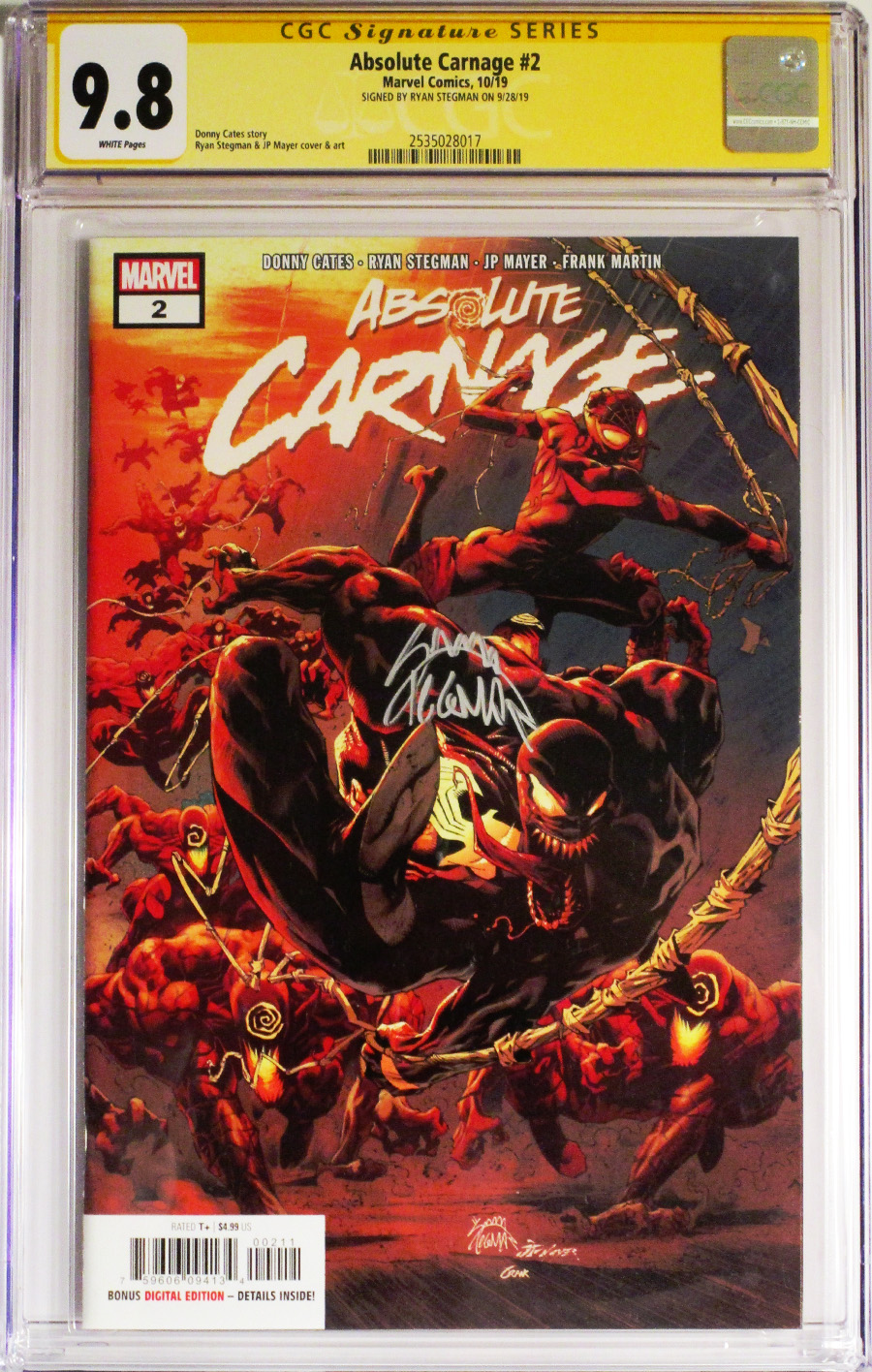 Absolute Carnage #2 Cover J CGC SS 9.8 Regular Ryan Stegman Cover Signed By Ryan Stegman