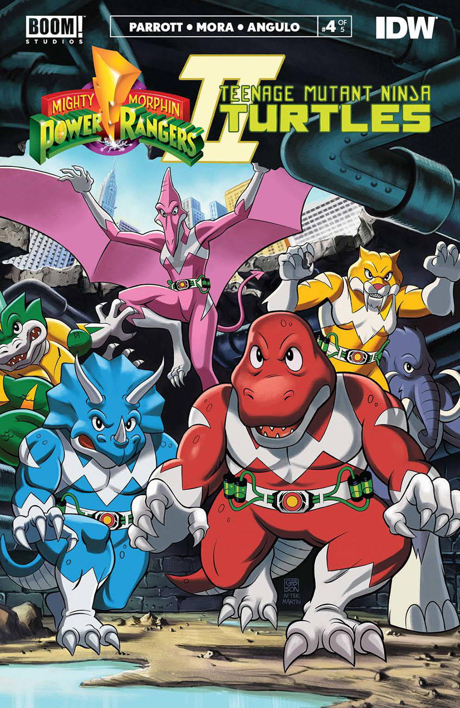 Mighty Morphin Power Rangers Teenage Mutant Ninja Turtles II #4 Cover C Variant Jordan Gibson MMPR Cover