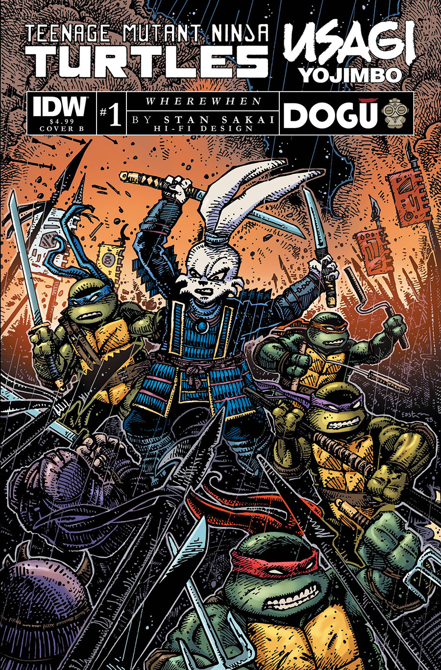 Teenage Mutant Ninja Turtles Usagi Yojimbo WhereWhen #1 Cover B Variant Kevin Eastman Cover