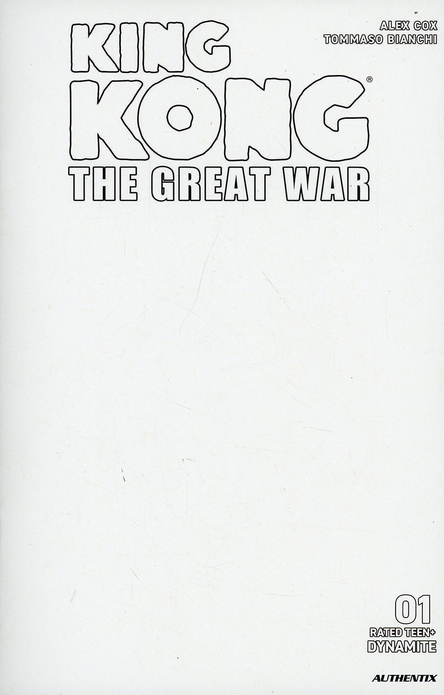 Kong The Great War #1 Cover D Variant Blank Authentix Cover