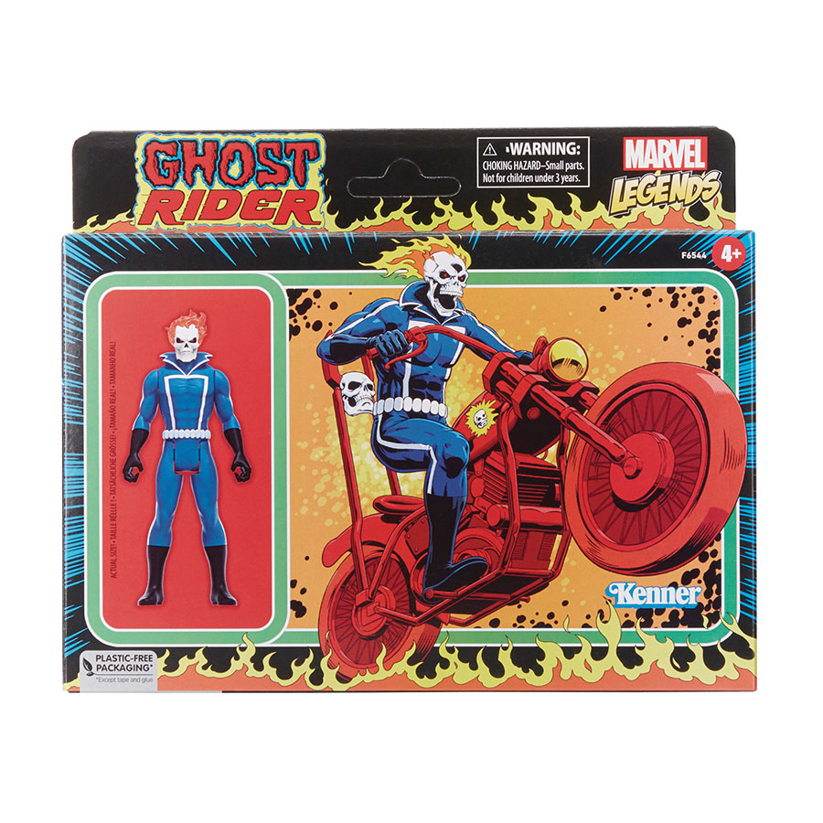 Marvel Retro Legends Ghost Rider With Cycle 3.75-Inch Action Figure Set Case
