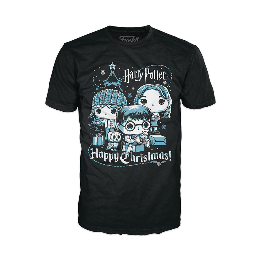 POP Boxed Tee Harry Potter And Friends Holiday Black T-Shirt X-Small