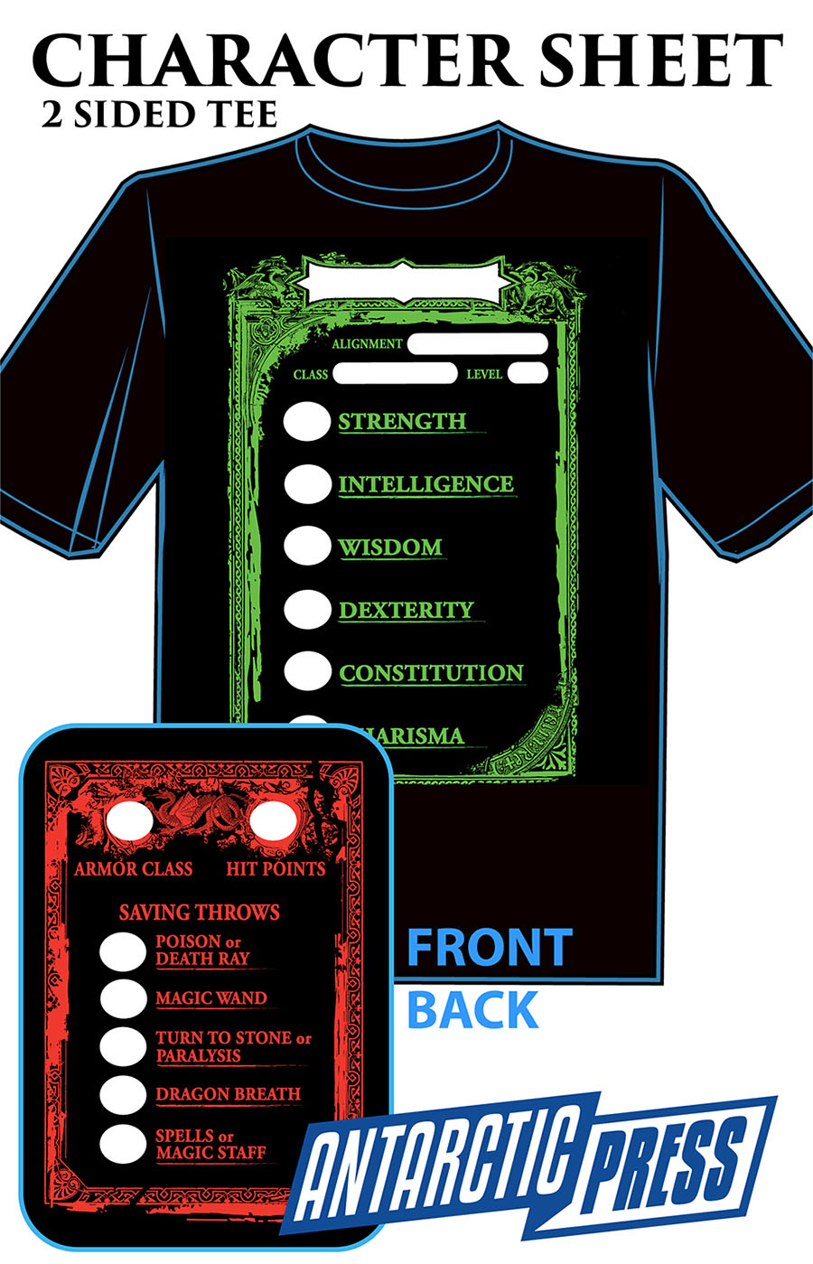 Character Sheet 2-Sided T-Shirt Large