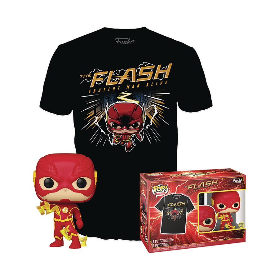 POP And Boxed Tee DC The Flash Black T-Shirt Large