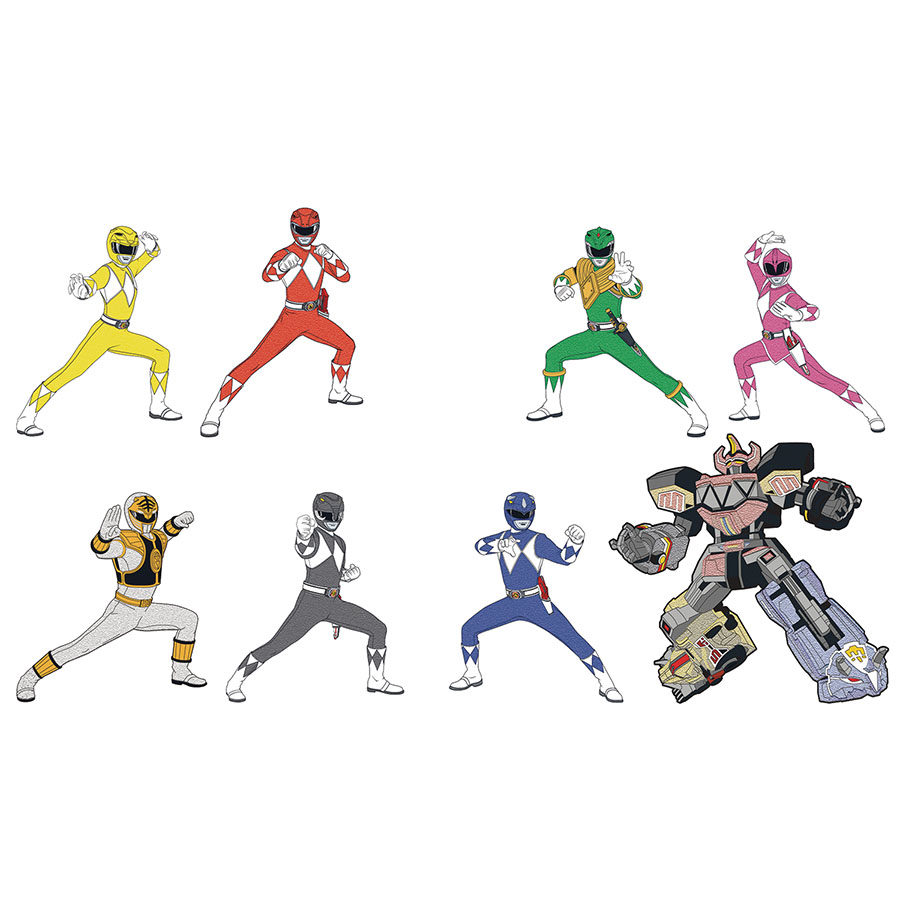 Mighty Morphin Power Rangers Glitter Pins Box Set