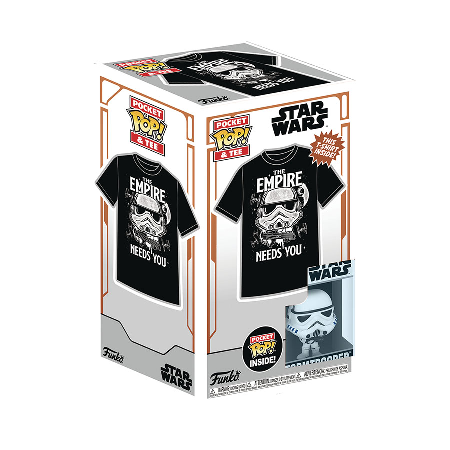 Pocket POP & Tee Star Wars Stormtrooper Black Youth T-Shirt X-Small