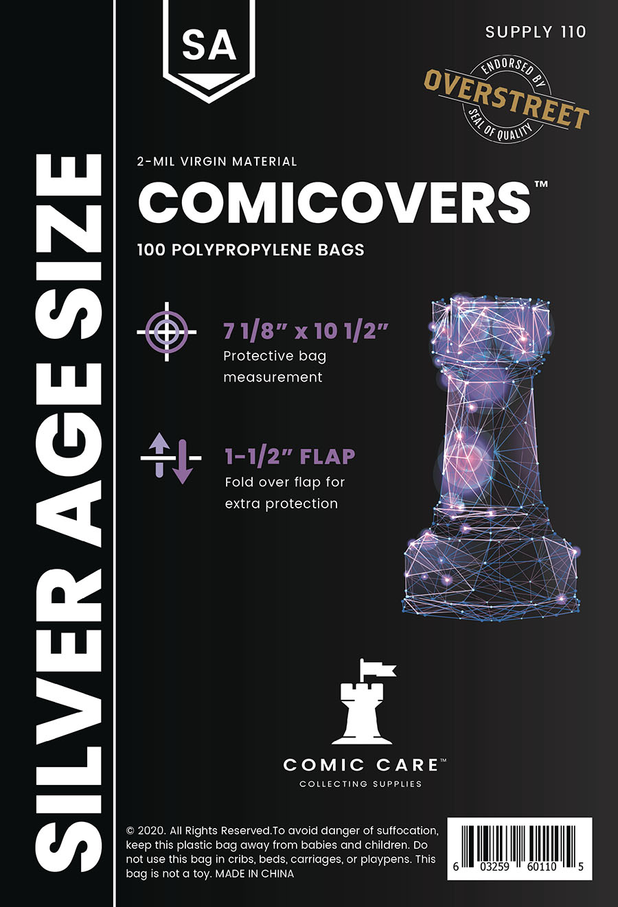 Comic Care Polypropylene Bag (Pack Of 100) - Silver