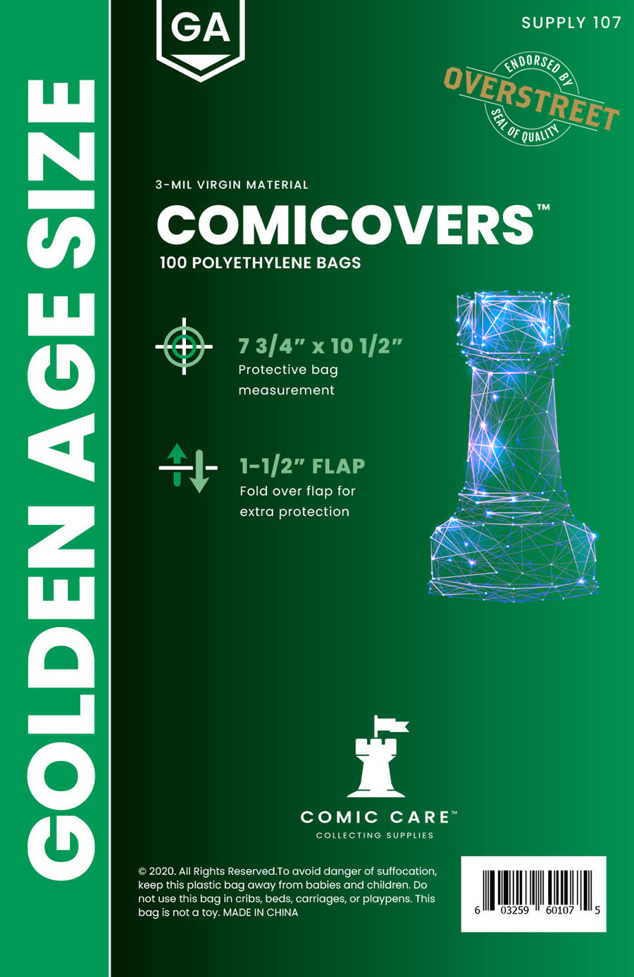Comic Care Polyethylene Bag (Pack Of 100) - Golden