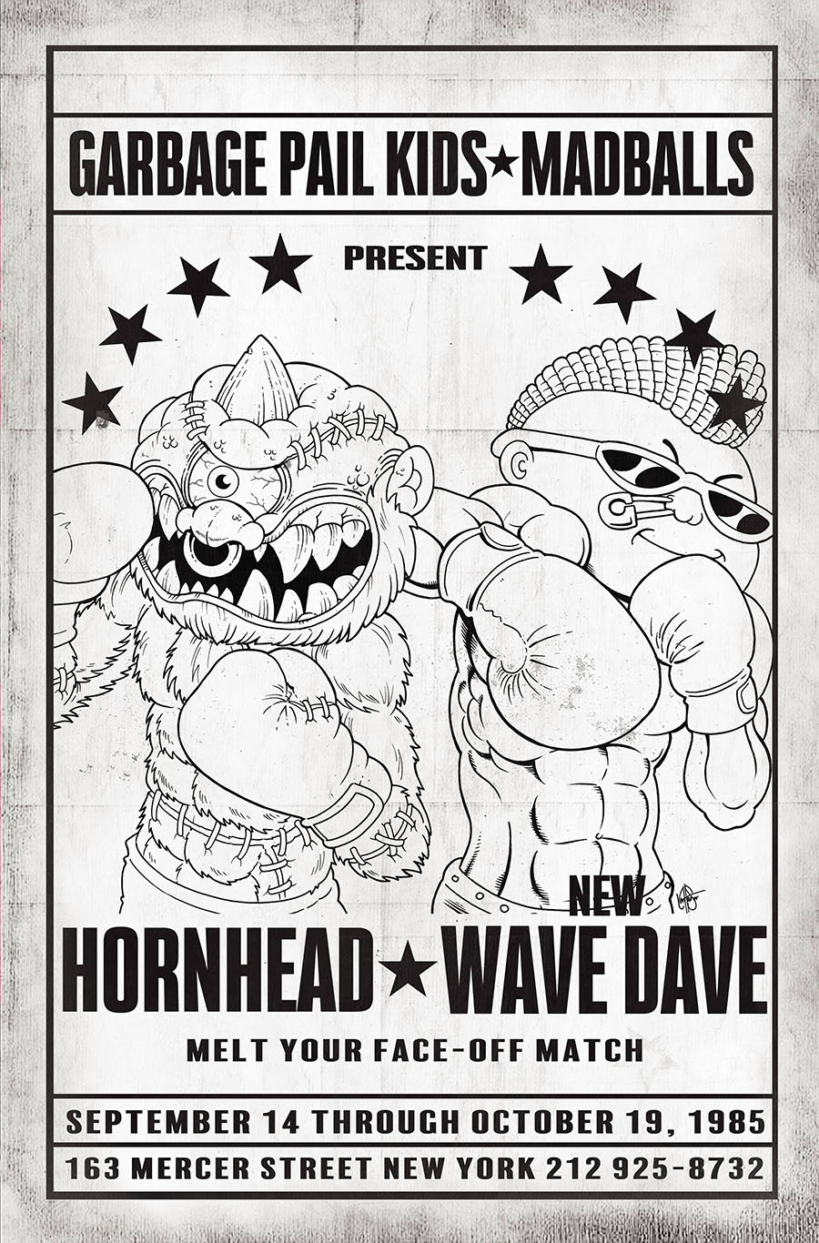 Madballs vs Garbage Pail Kids Time Again Slime Again #2 Cover D Incentive Ken Haeser Vintage Fight Poster Card Stock Black & White Cover