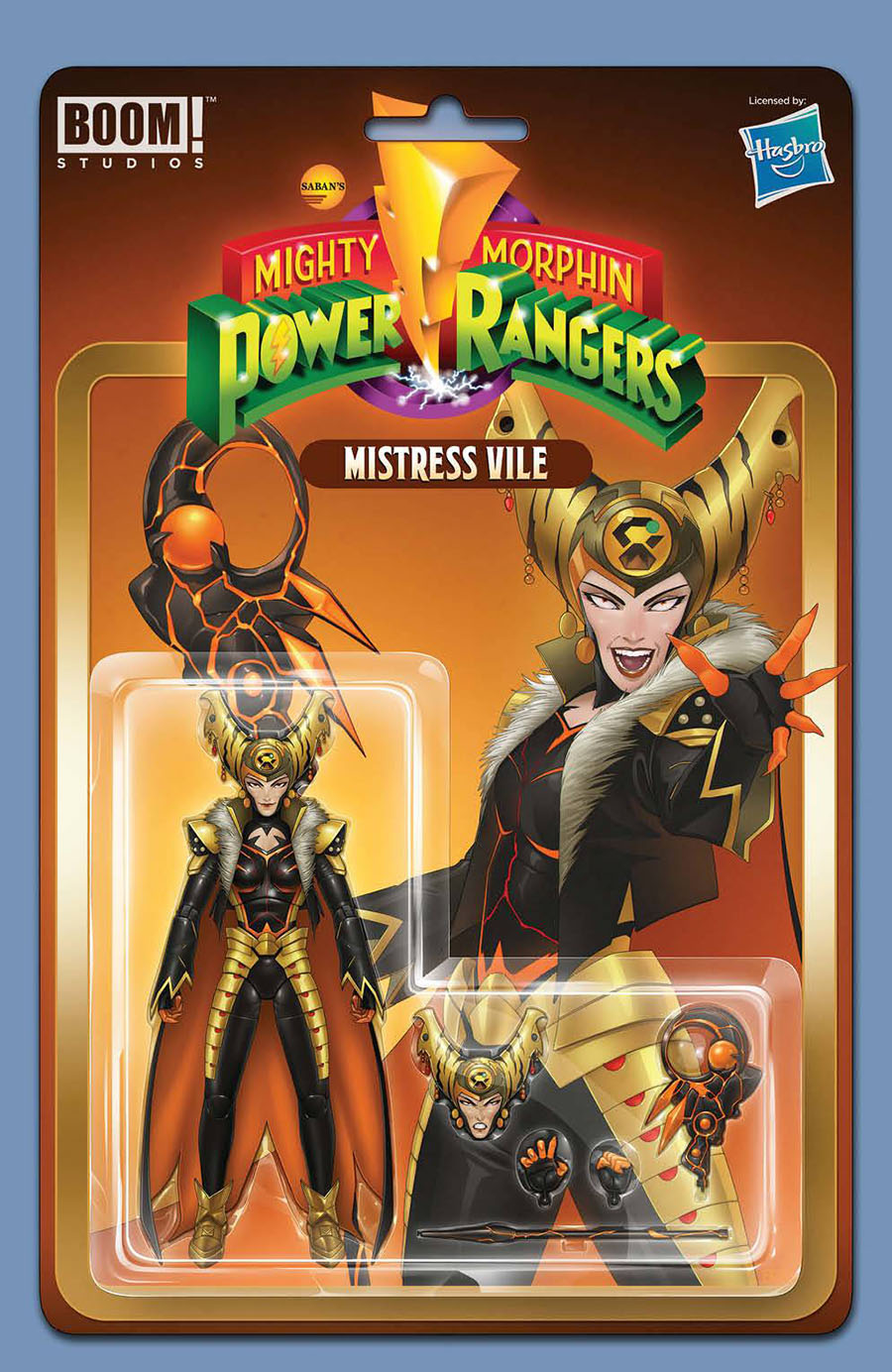 Mighty Morphin Power Rangers (BOOM Studios) #106 Cover C Incentive Bon Bernardo Action Figure Virgin Variant Cover