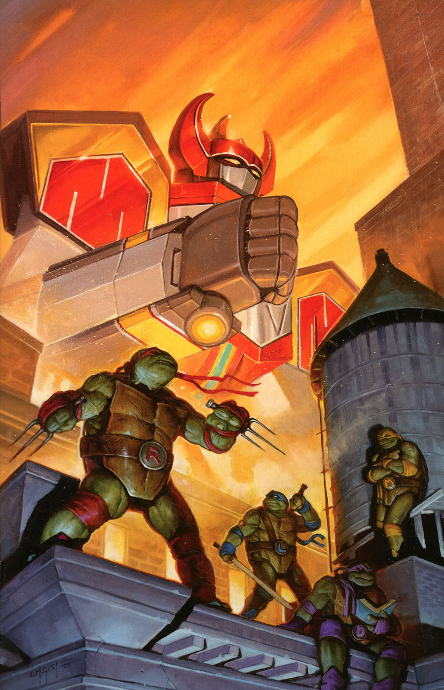 Mighty Morphin Power Rangers Teenage Mutant Ninja Turtles II #4 Cover J Incentive EM Gist Card Stock Virgin Variant Cover