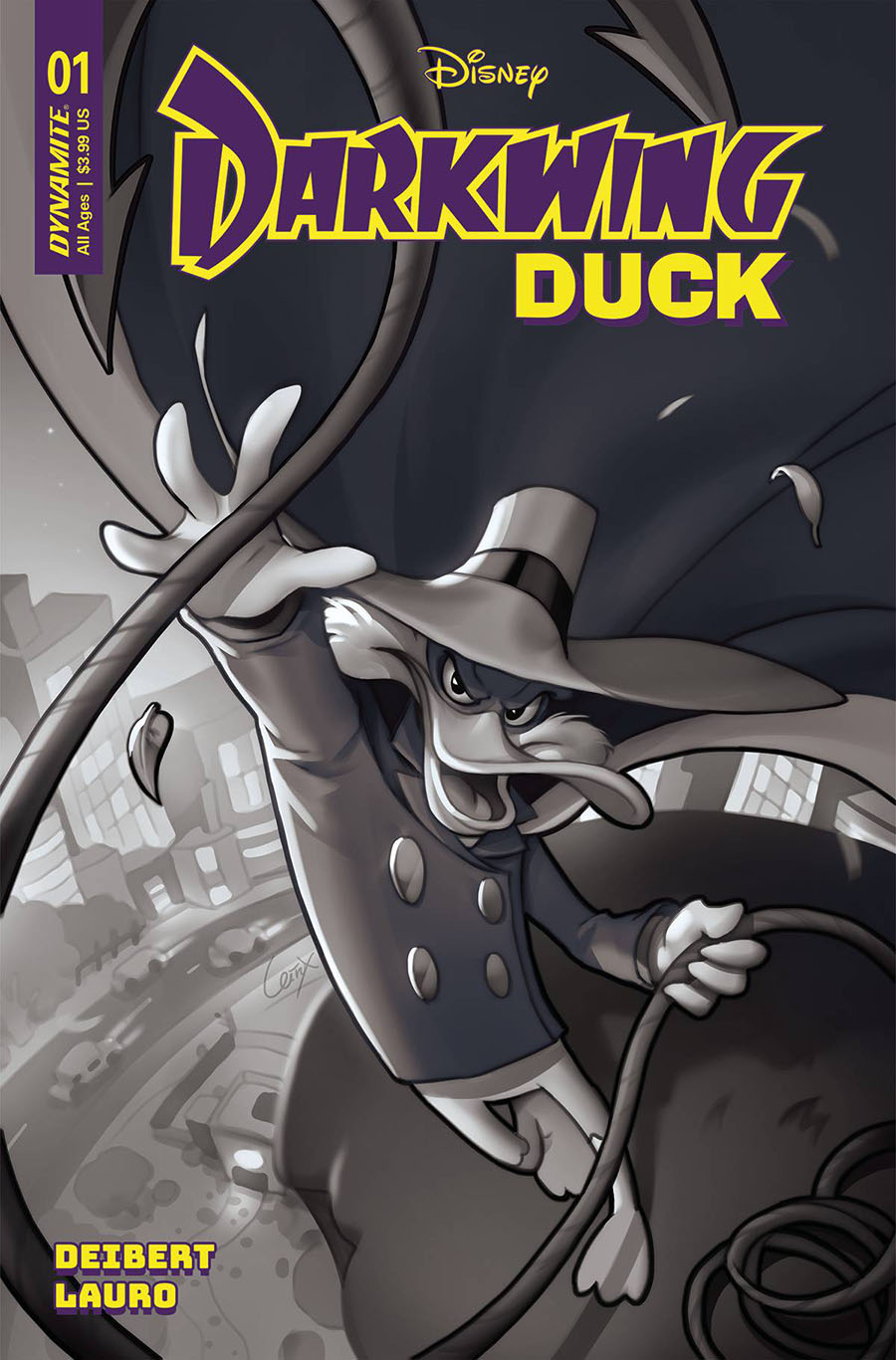 Darkwing Duck Vol 3 #1 Cover Z-H Incentive Lesley Leirix Li Black & White Cover