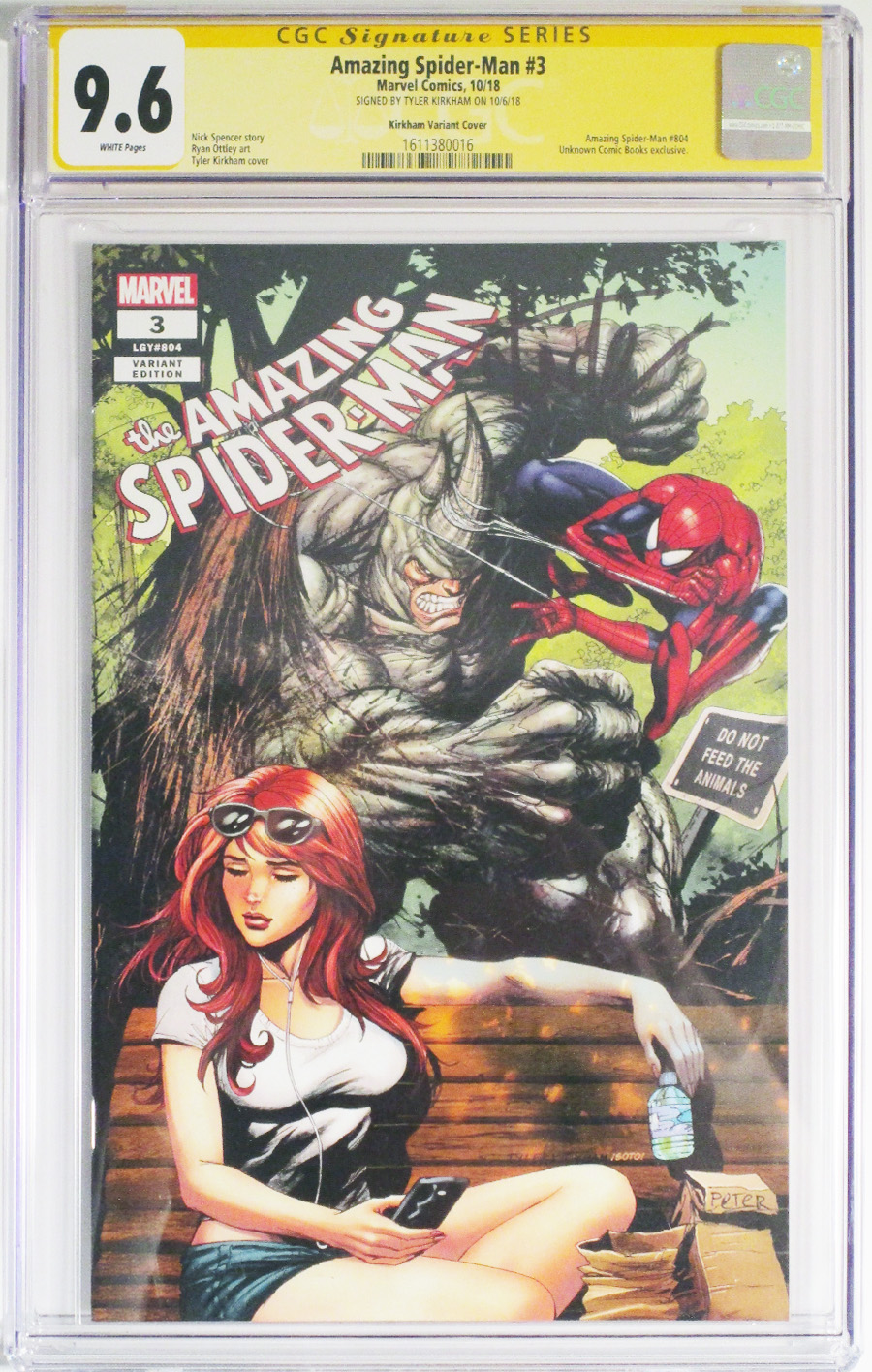 Amazing Spider-Man Vol 5 #3 Cover F Tyler Kirkham Variant CGC Signature Series 9.6 Signed by Tyler Kirkham