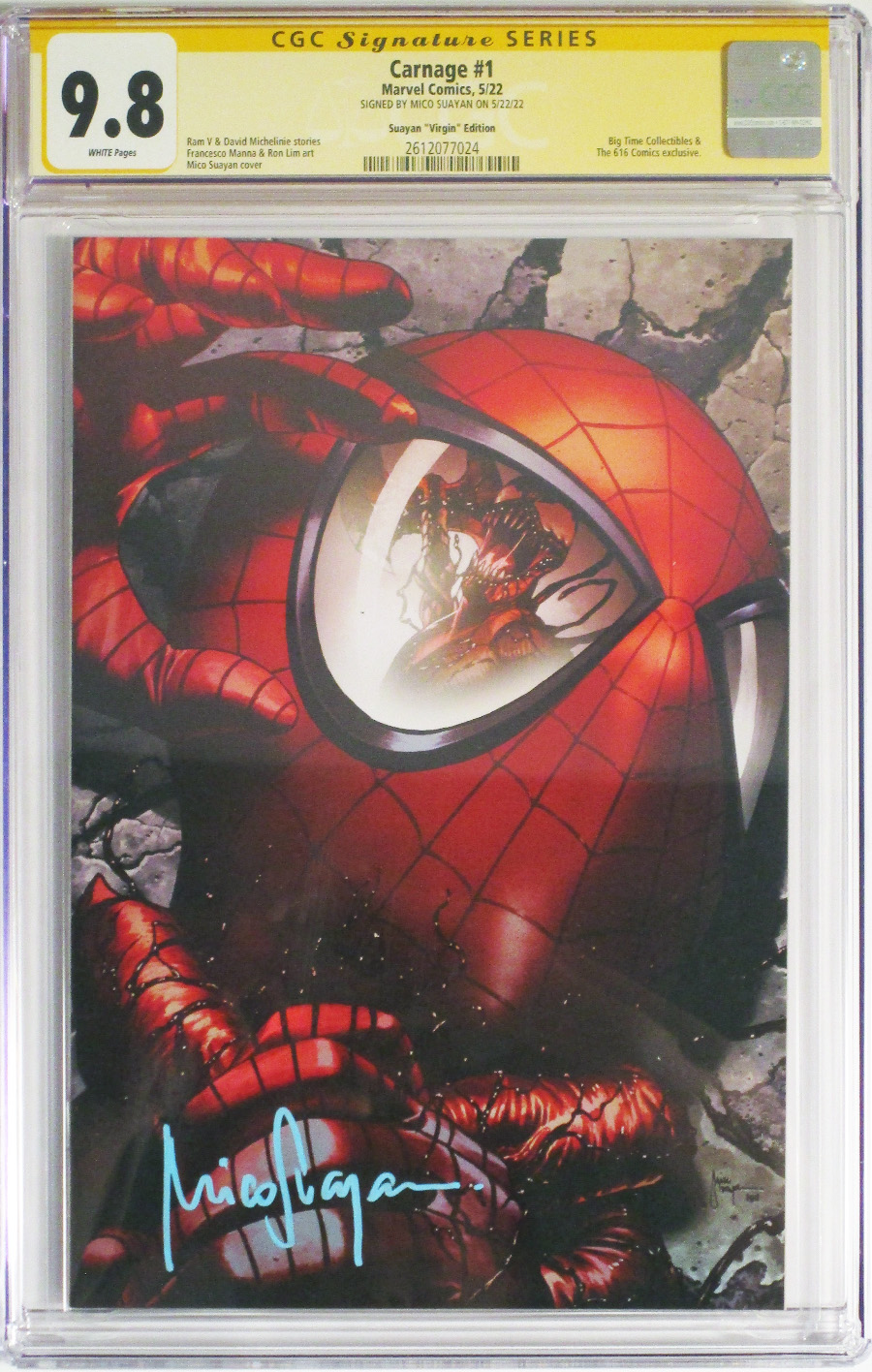 Carnage Vol 3 #1 Cover K CGC Signature Series 9.8 Mico Suayan Virgin Variant Cover Signed by Mico Suayan