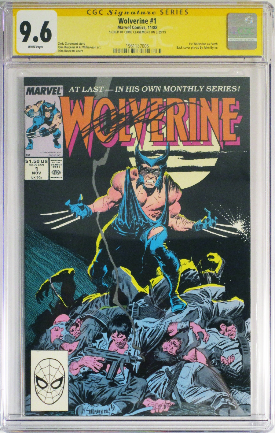 Wolverine Vol 2 #1 Cover B CGC Signature Series 9.6 Signed by Chris Claremont