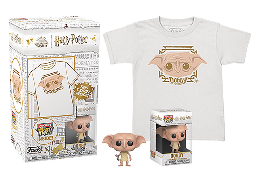 Pocket POP And Tee Harry Potter Dobby White Youth T-Shirt Large
