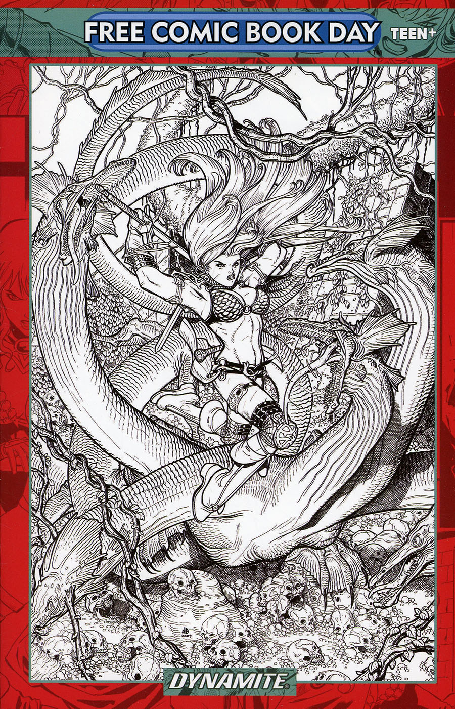 FCBD 2023 Red Sonja She Devil With A Sword #0 Cover C Incentive Nick Bradshaw Black & White Virgin Cover