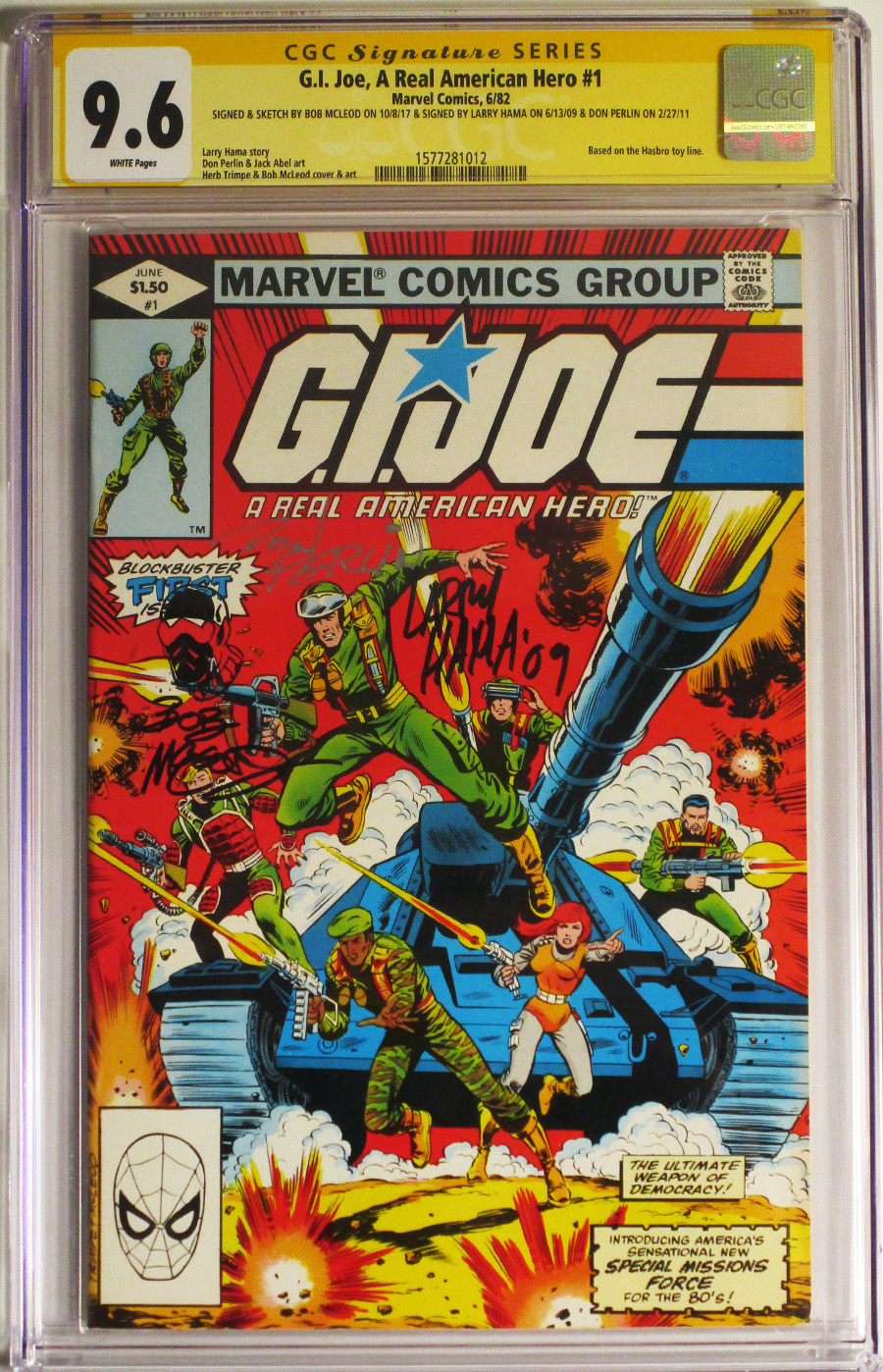 GI Joe A Real American Hero #1 Cover E CGC Signature Series 9.6 Signed by Bob McLeod Larry Hama and Don Perlin 