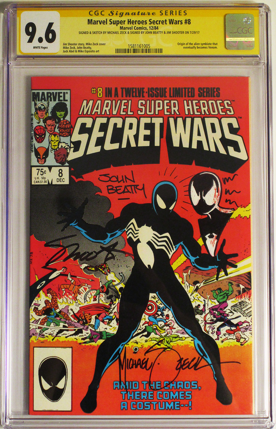 Marvel Super-Heroes Secret Wars #8 Cover F CGC Signature Series 9.6 Signed by Michael Zeck John Beatty and Jim Shooter