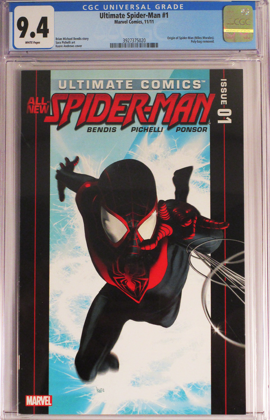Ultimate Comics Spider-Man Vol 2 #1 Cover F CGC 9.4 Regular Kaare Andrews Cover Without Polybag
