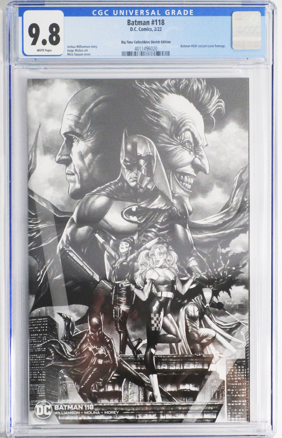 Batman Vol 3 #118 Cover O CGC 9.8 Big Time Collectibles Edition Mico Suayan Black and White Variant Cover