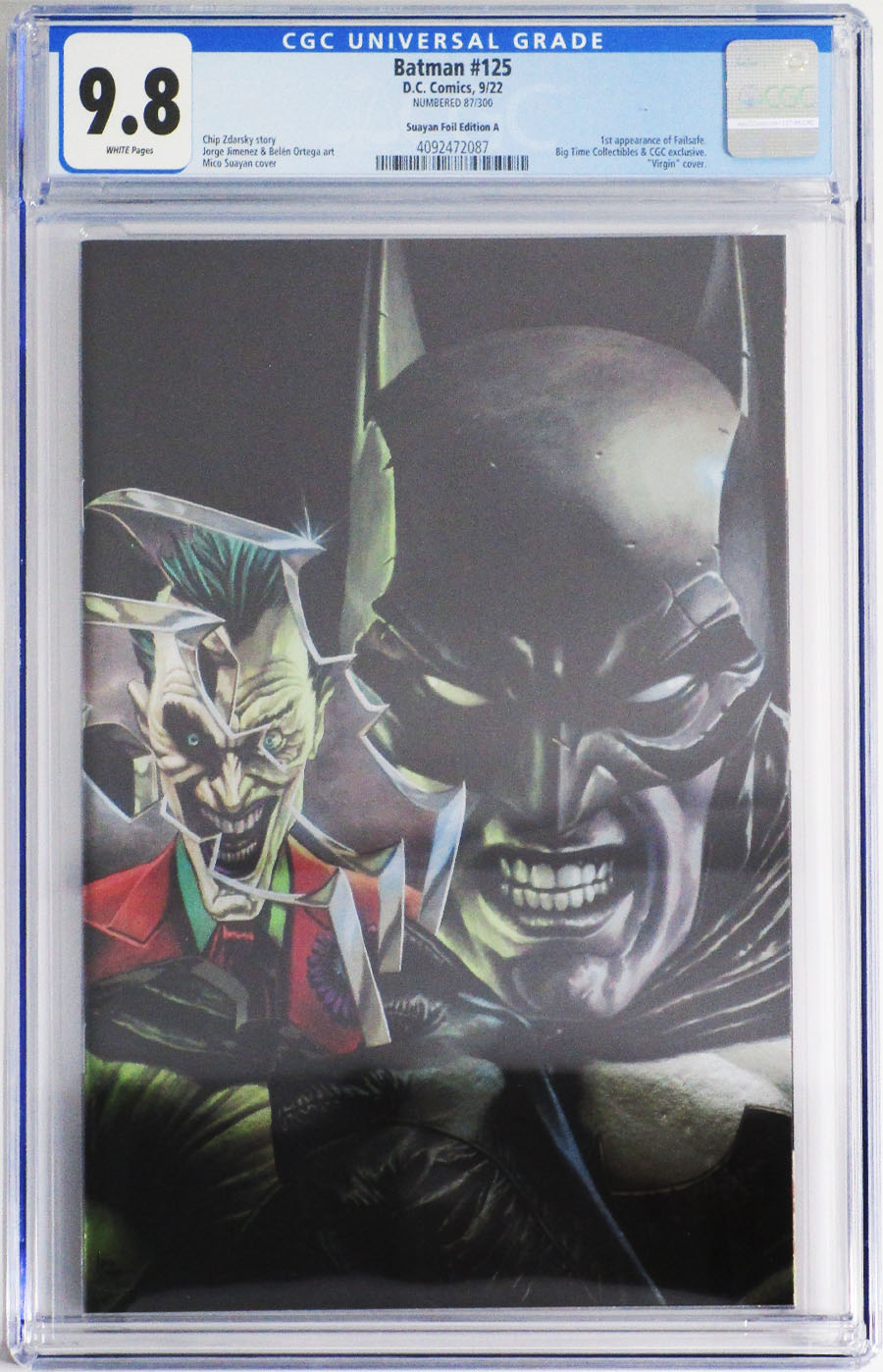 Batman Vol 3 #125 Cover U CGC 9.8 Mico Suayan Joker Foil Variant Cover