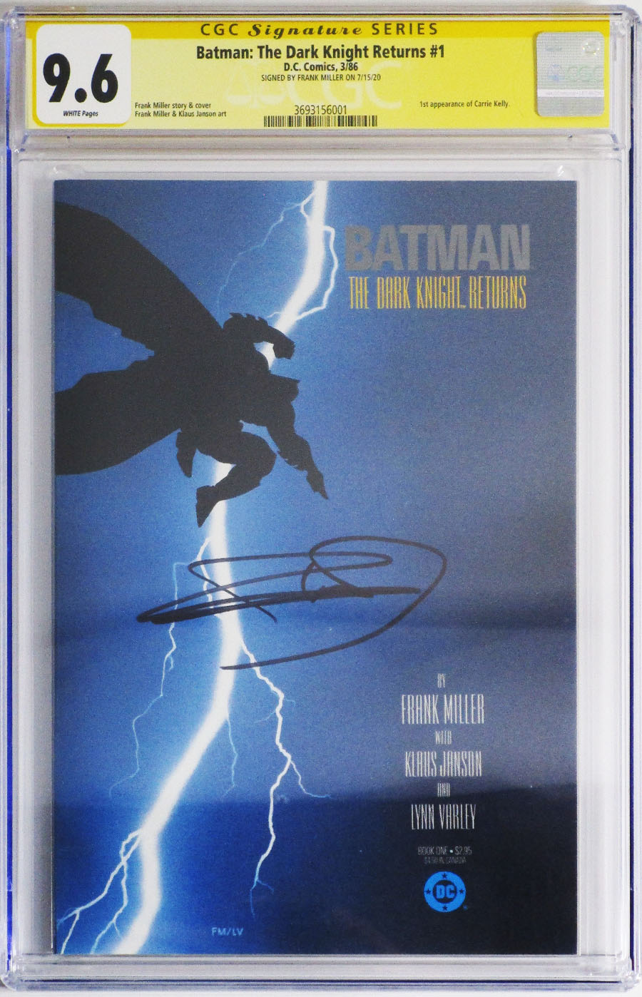 Batman The Dark Knight Returns #1 Cover P CGC Signature Series 9.6 Signed by Frank Miller 1st Ptg