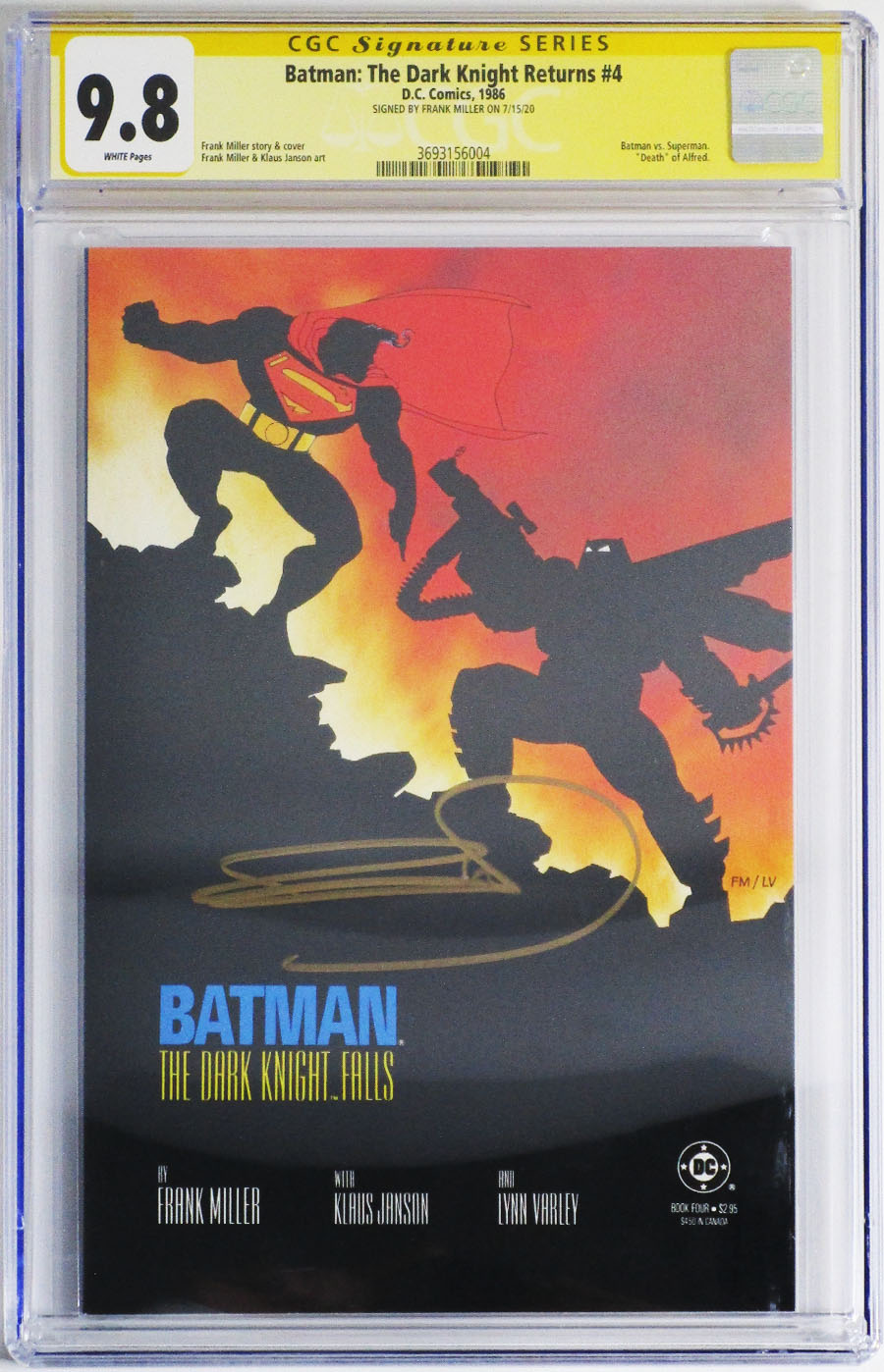 Batman The Dark Knight Returns #4 Cover C CGC Signature Series 9.8 Signed by Frank Miller
